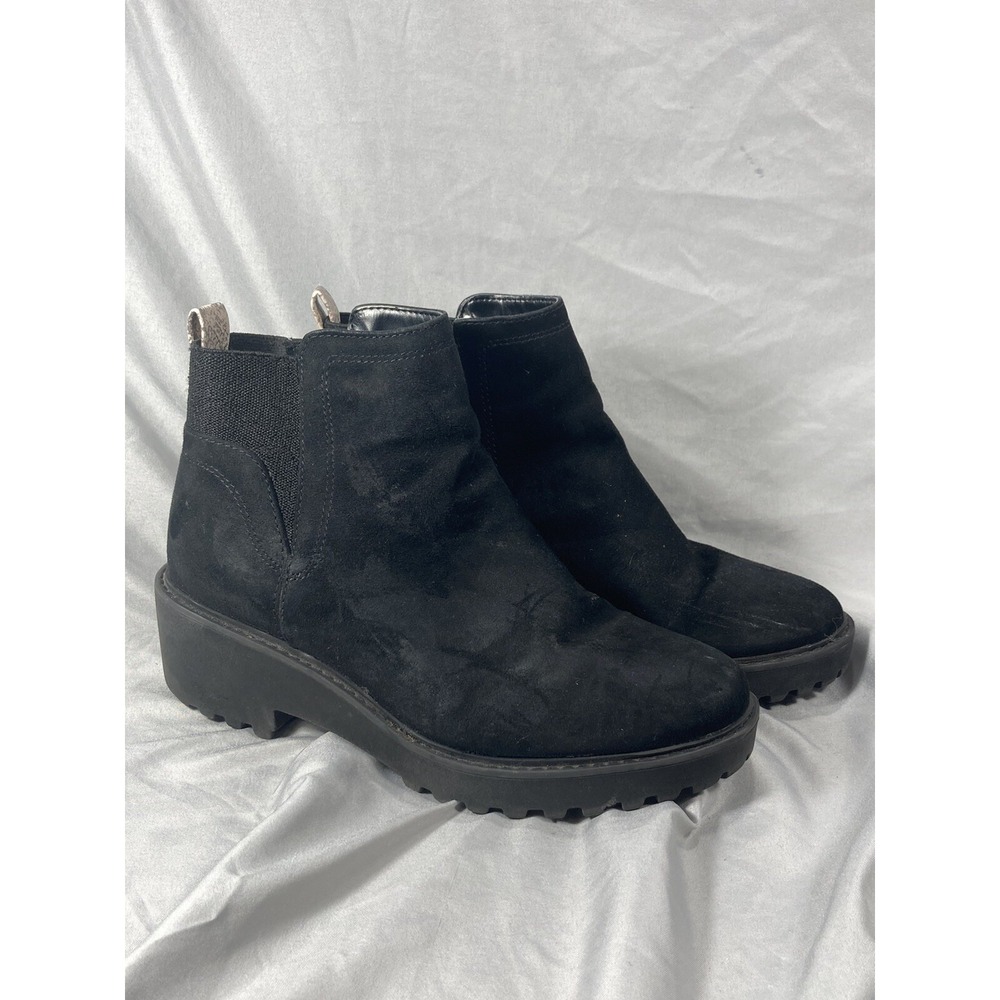 Universal Thread Boots Womens 8 1/2 Ankle Booties Heels Black Suede Zipper